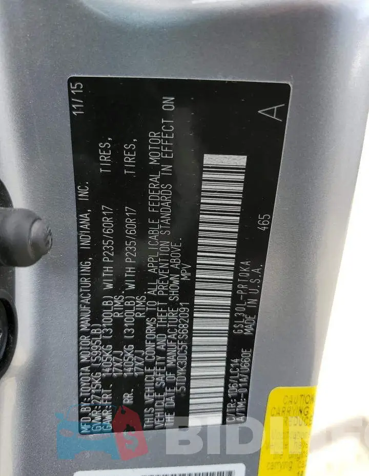 5TDYK3DC5FS682091 Photo# 13
