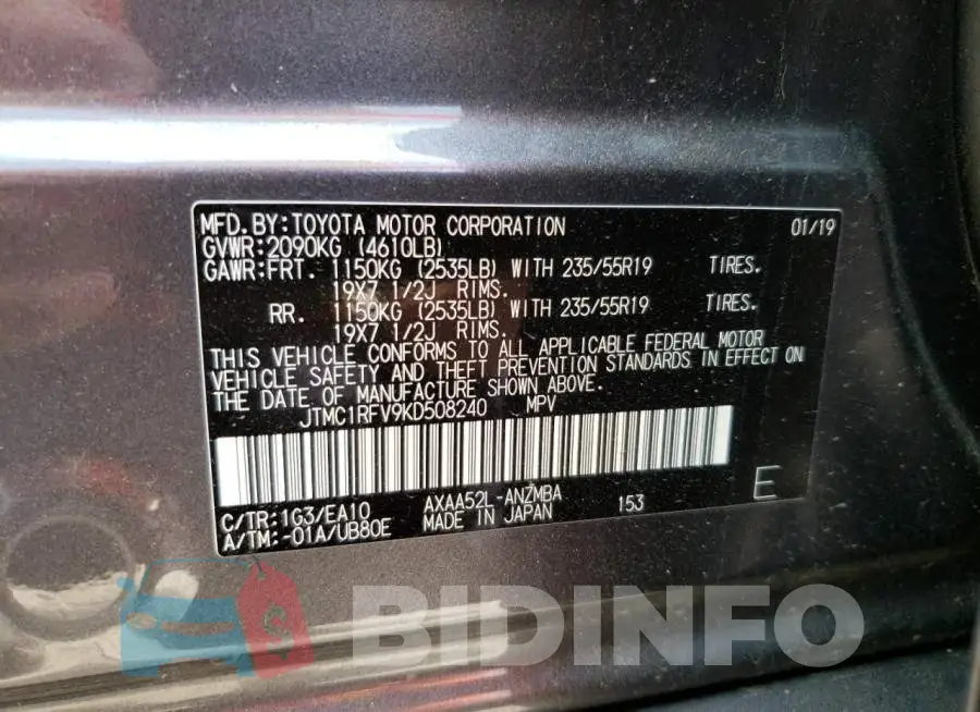 JTMC1RFV9KD508240 Photo# 12