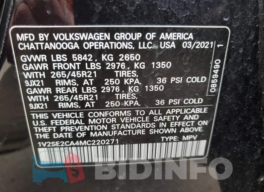 1V2SE2CA4MC220271 Photo# 13