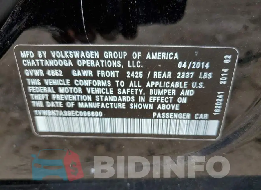 1VWBN7A39EC096600 Photo# 13