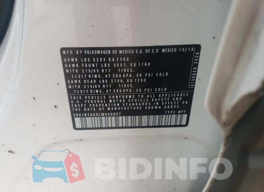 3VV1B7AXXLM040897 Photo# 8