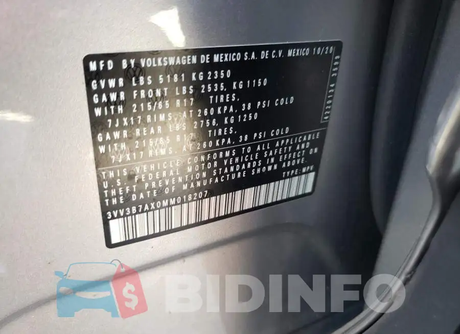 3VV3B7AX0MM018207 Photo# 12