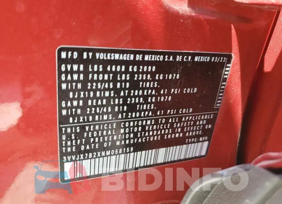 3VVJX7B2XNM058159 Photo# 12