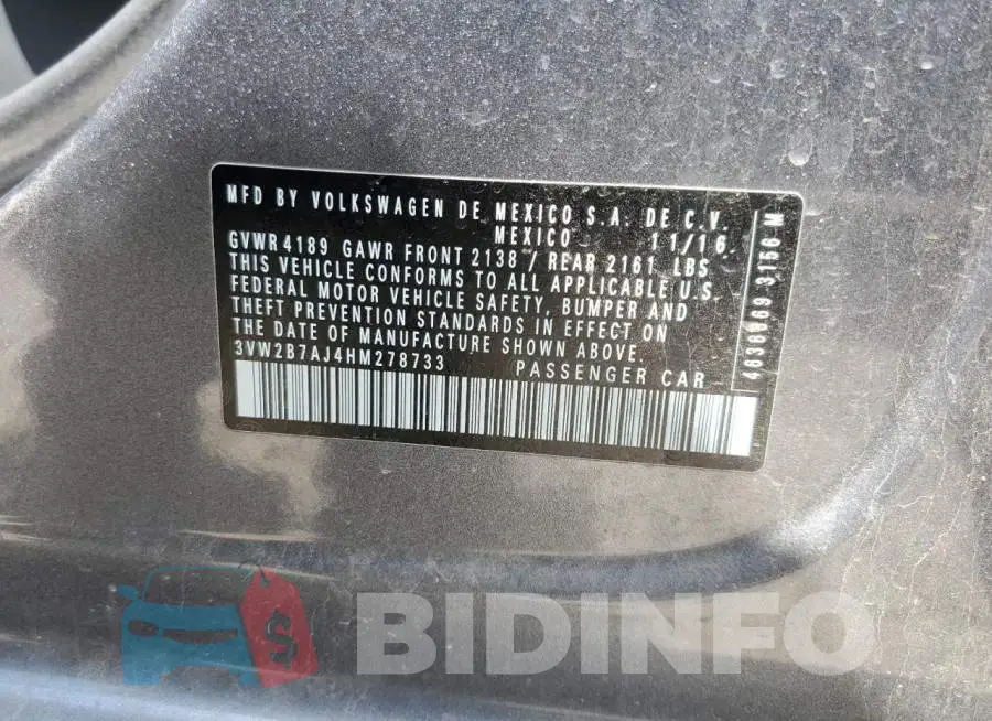 3VW2B7AJ4HM278733 Photo# 12