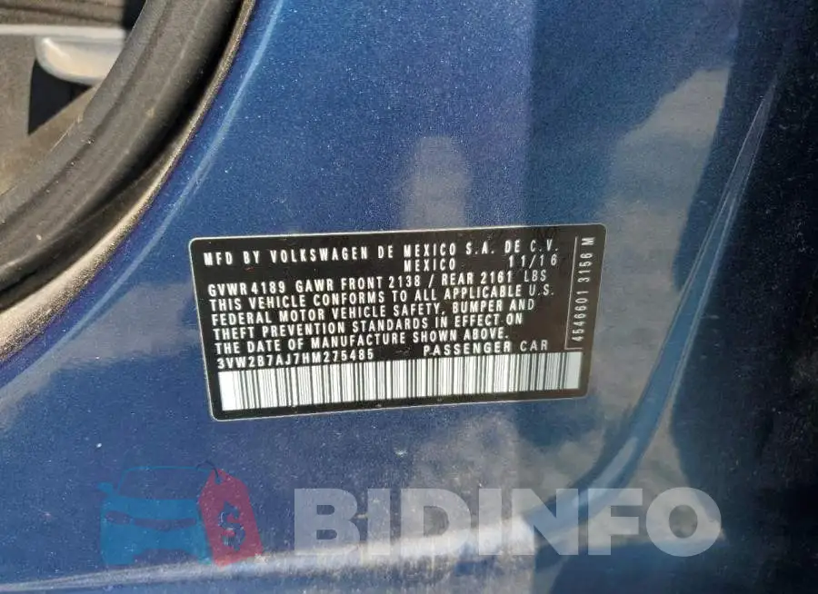 3VW2B7AJ7HM275485 Photo# 12