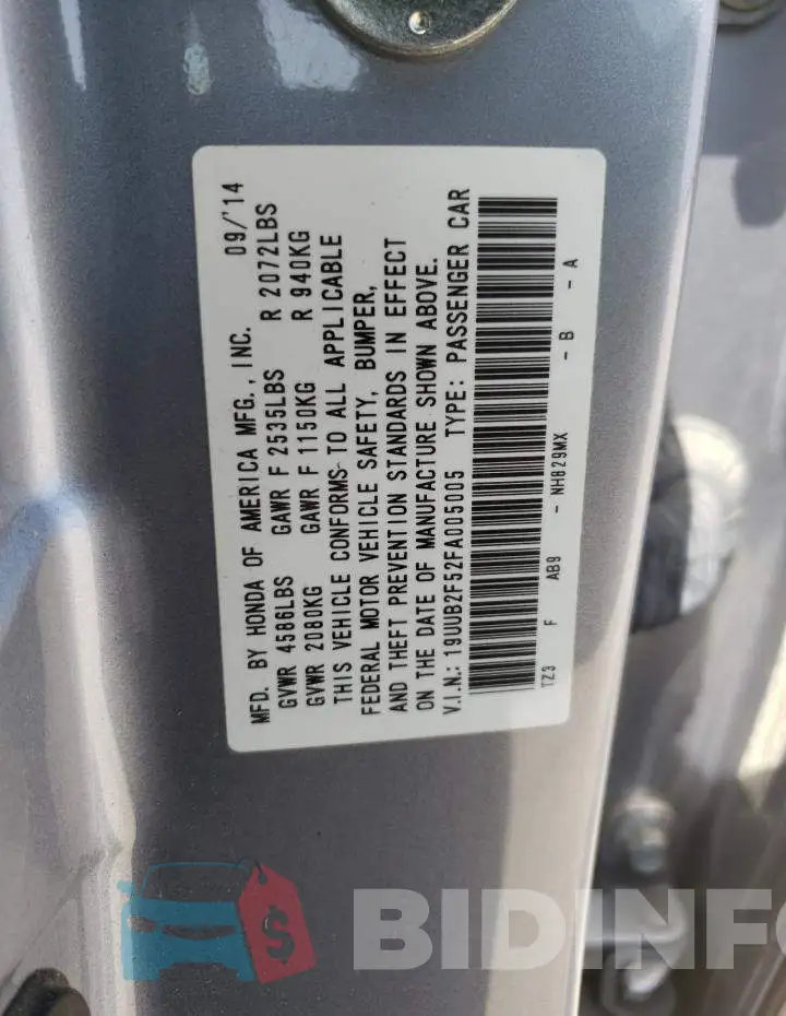 19UUB2F52FA005005 Photo# 13