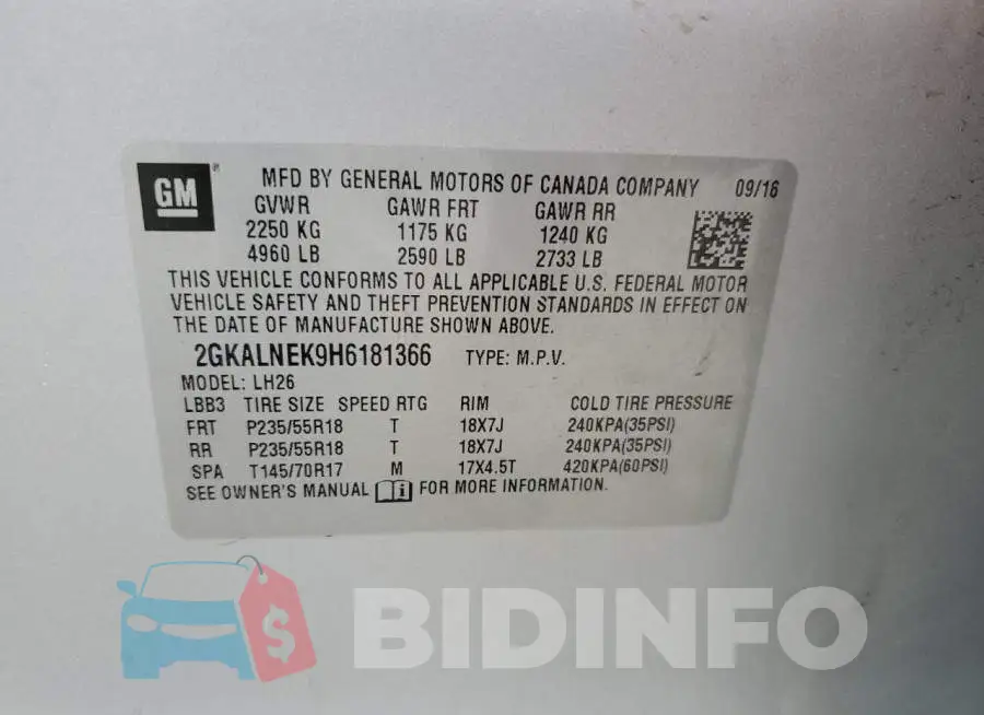 2GKALNEK9H6181366 Photo# 12