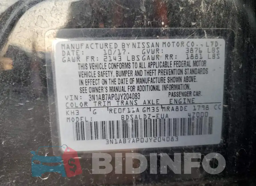 3N1AB7AP0JY204083 Photo# 12