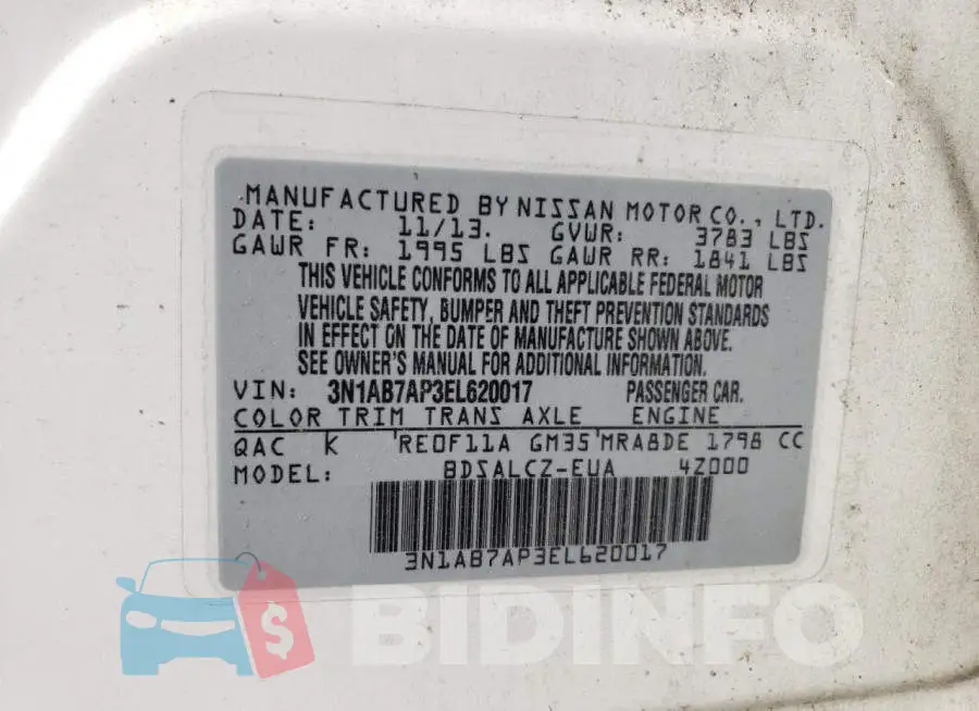 3N1AB7AP3EL620017 Photo# 13