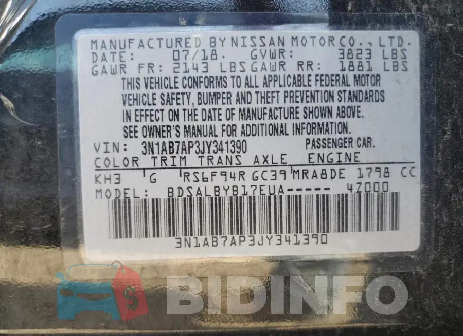 3N1AB7AP3JY341390 Photo# 12