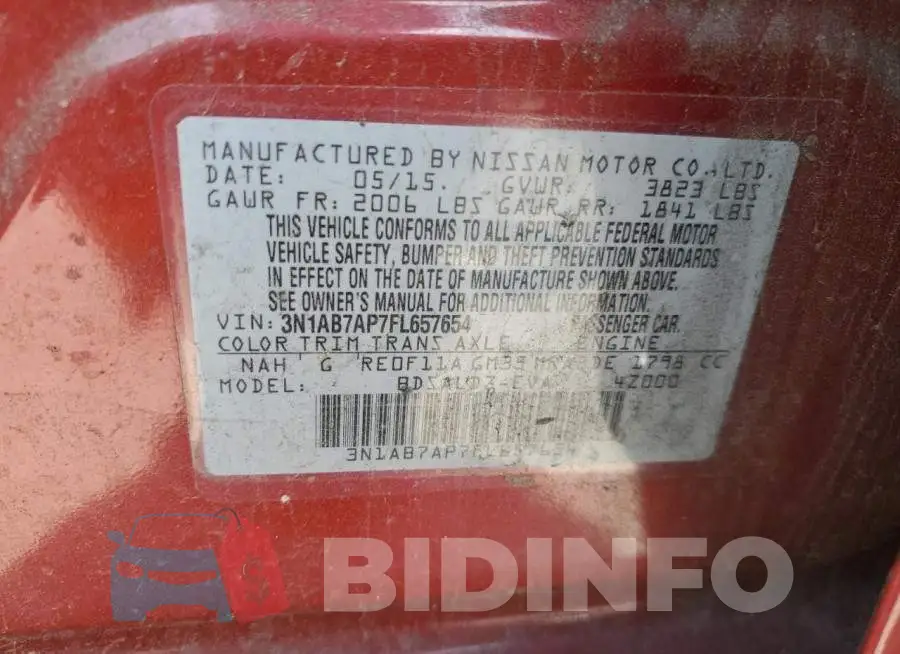 3N1AB7AP7FL657654 Photo# 12