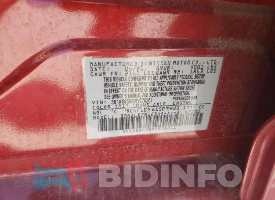 3N1AB8CV8MY278261 Photo# 12