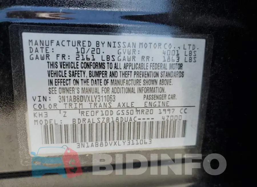 3N1AB8DVXLY311063 Photo# 12