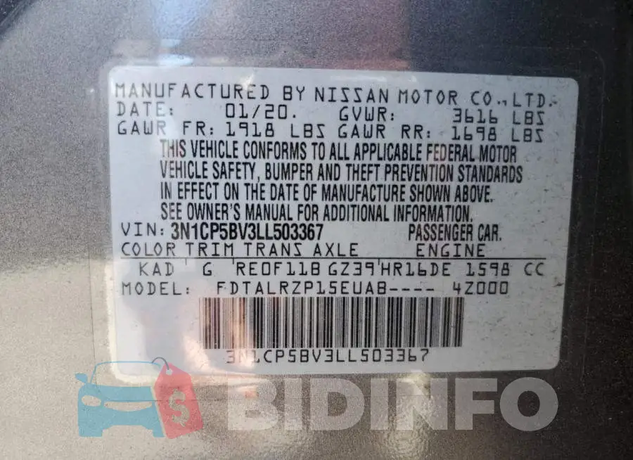 3N1CP5BV3LL503367 Photo# 12