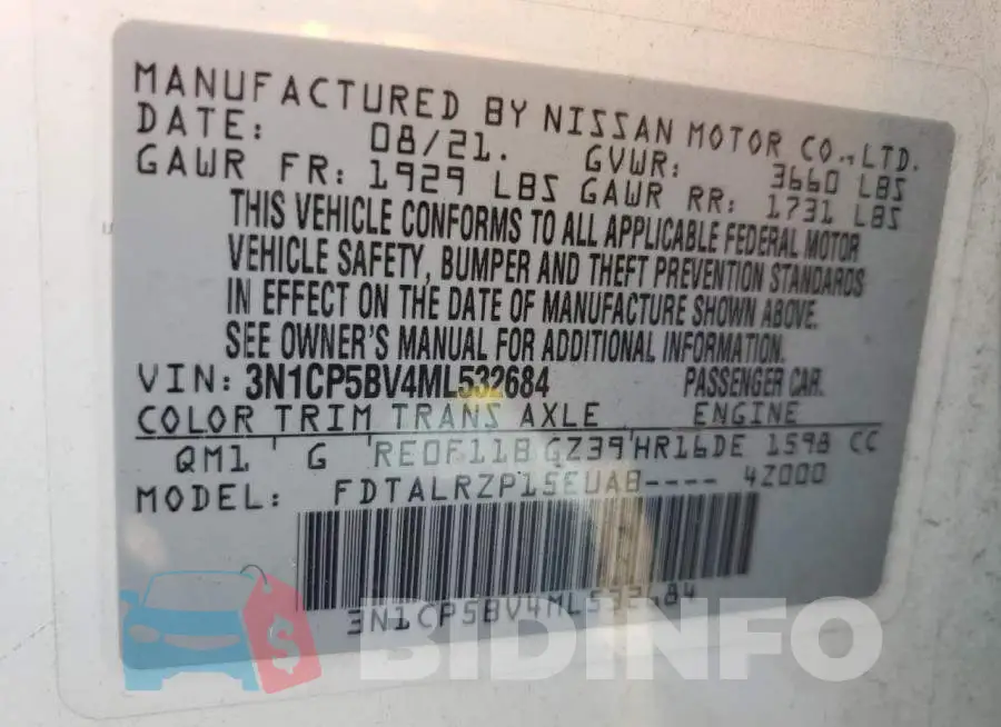 3N1CP5BV4ML532684 Photo# 13