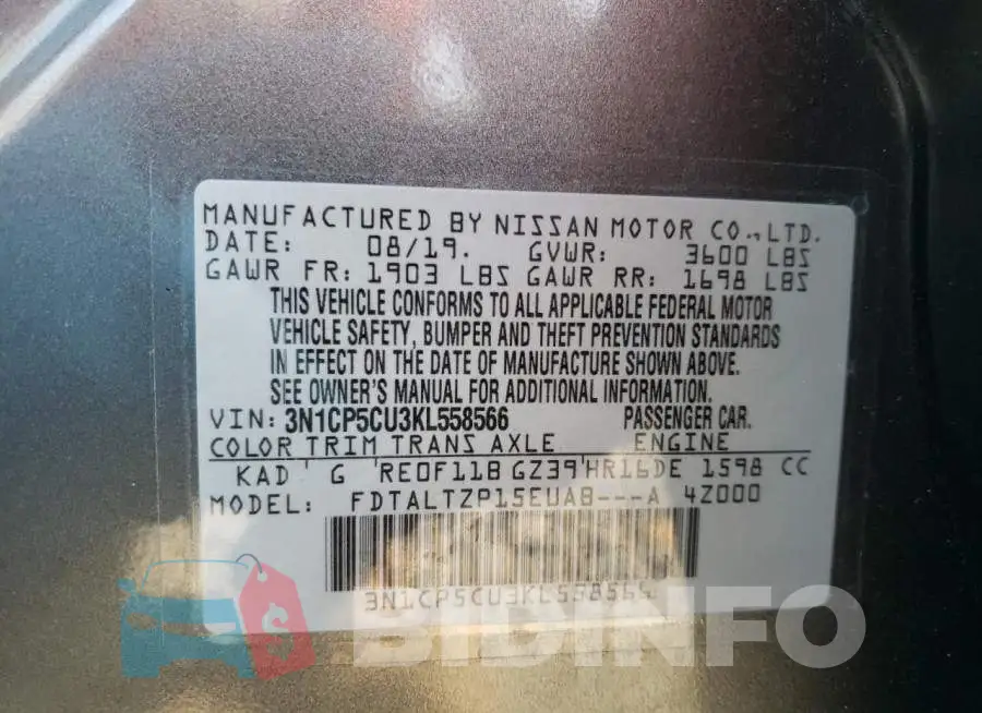 3N1CP5CU3KL558566 Photo# 13
