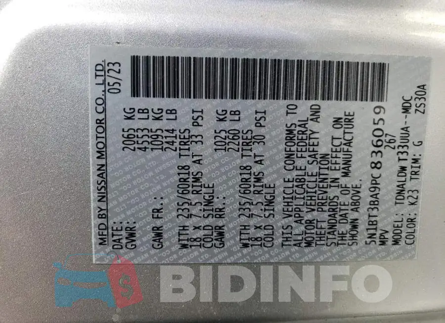 5N1BT3BA9PC836059 Photo# 12