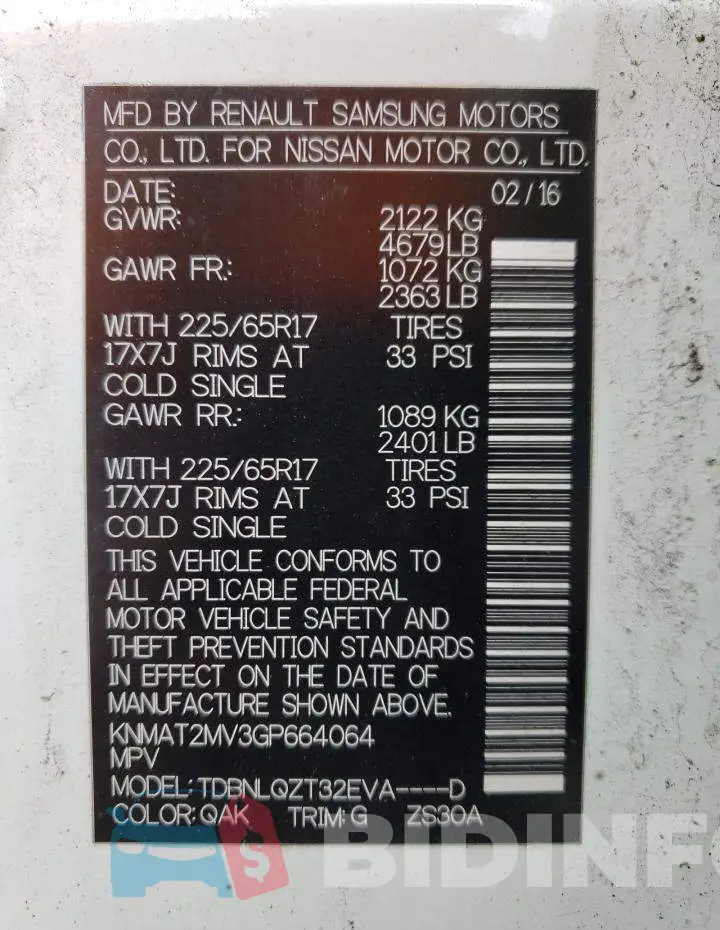 KNMAT2MV3GP664064 Photo# 13