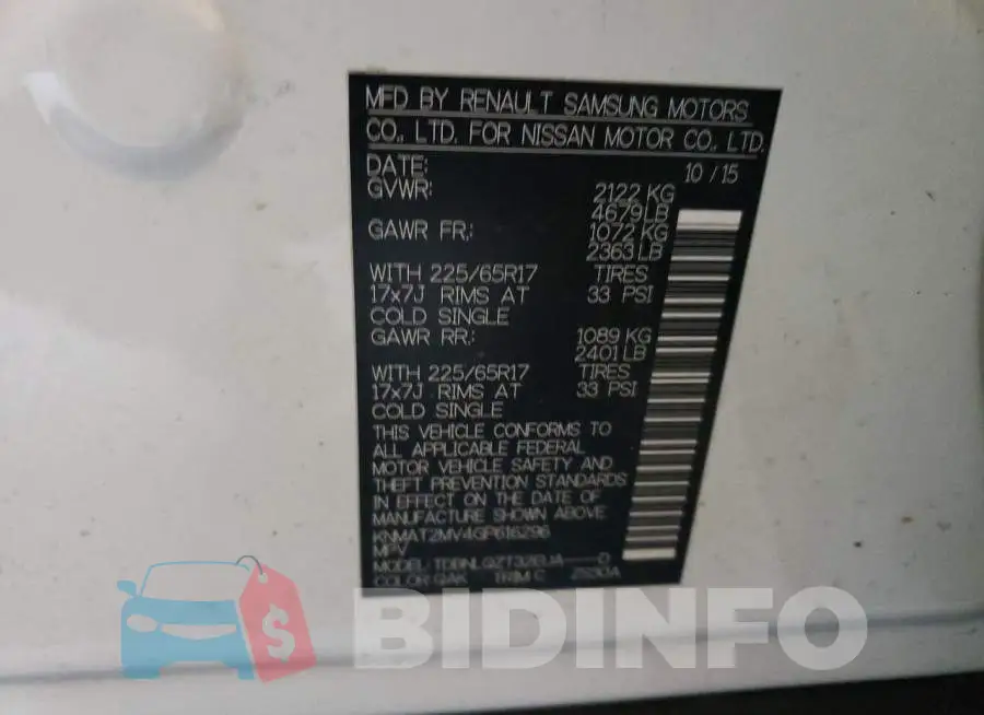 KNMAT2MV4GP616296 Photo# 12