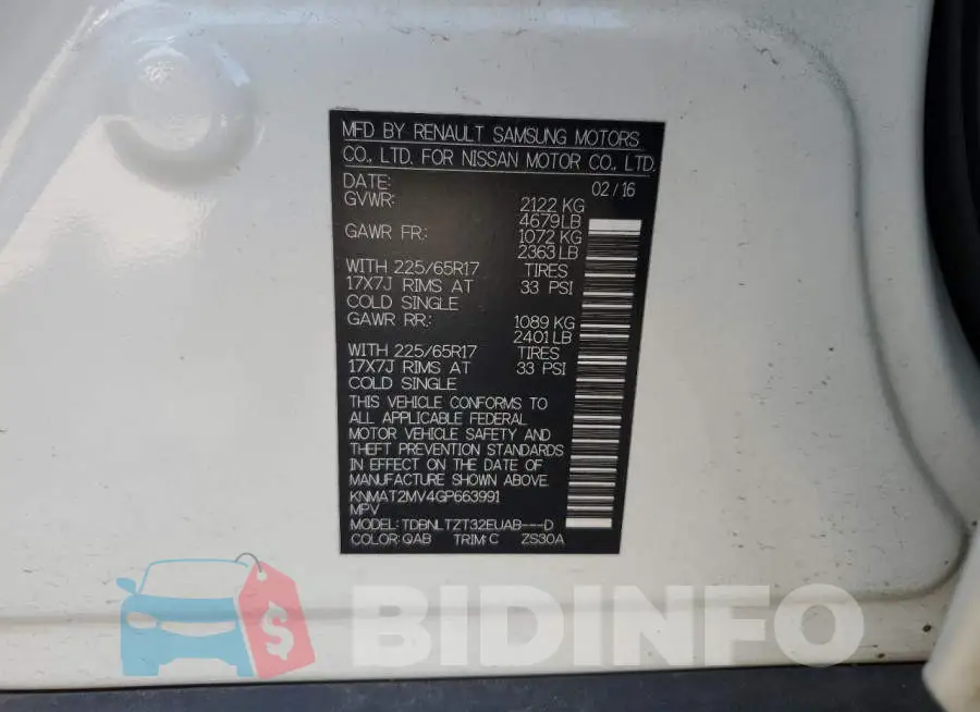 KNMAT2MV4GP663991 Photo# 12
