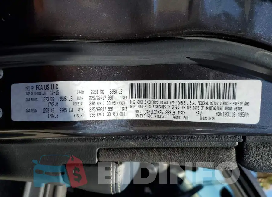 1C4PJLCBXGW189919 Photo# 12