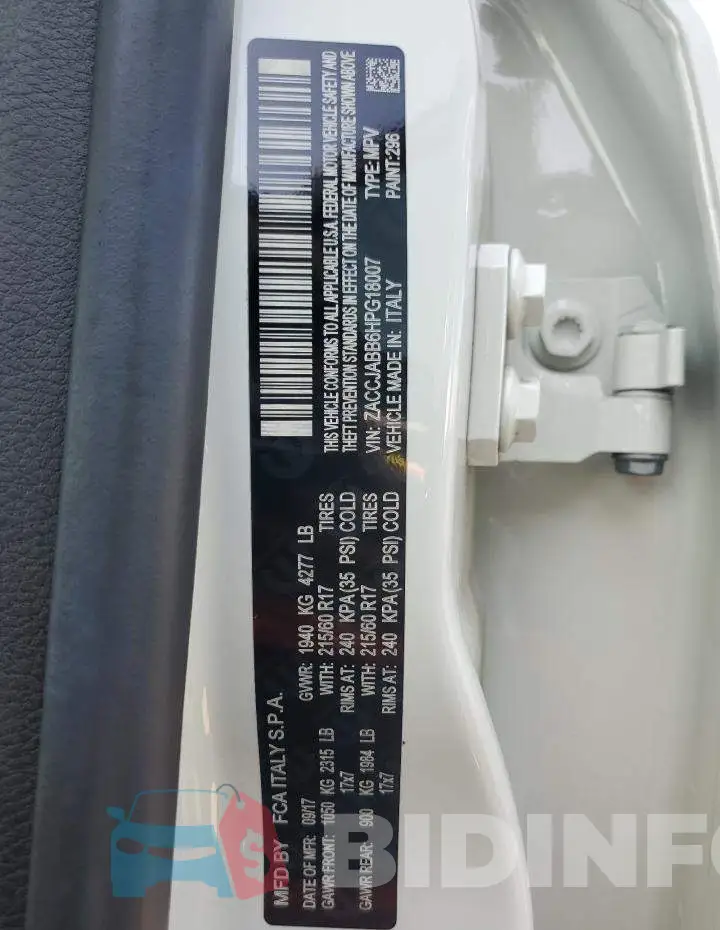 ZACCJABB6HPG18007 Photo# 14