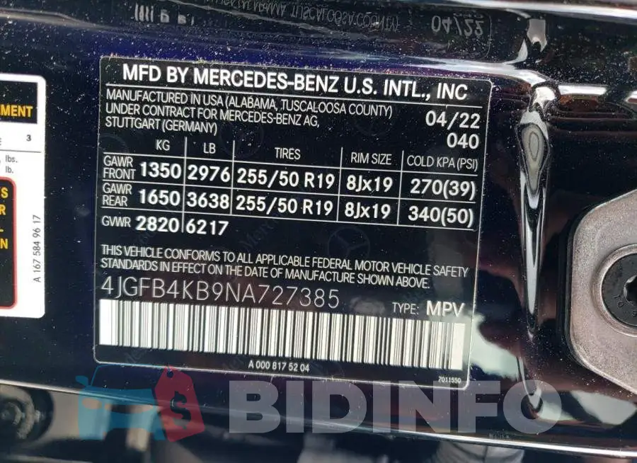 4JGFB4KB9NA727385 Photo# 13