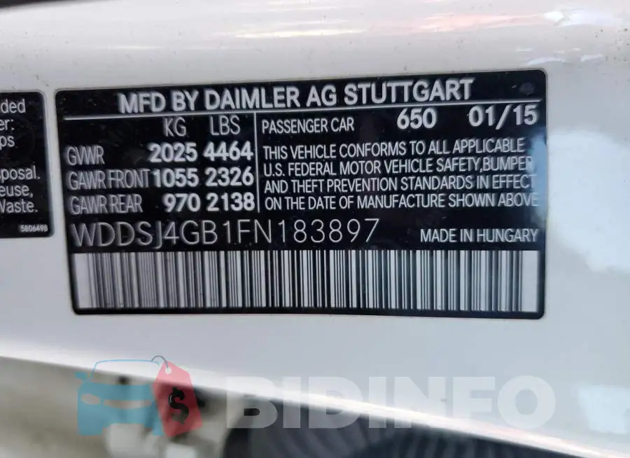 WDDSJ4GB1FN183897 Photo# 12