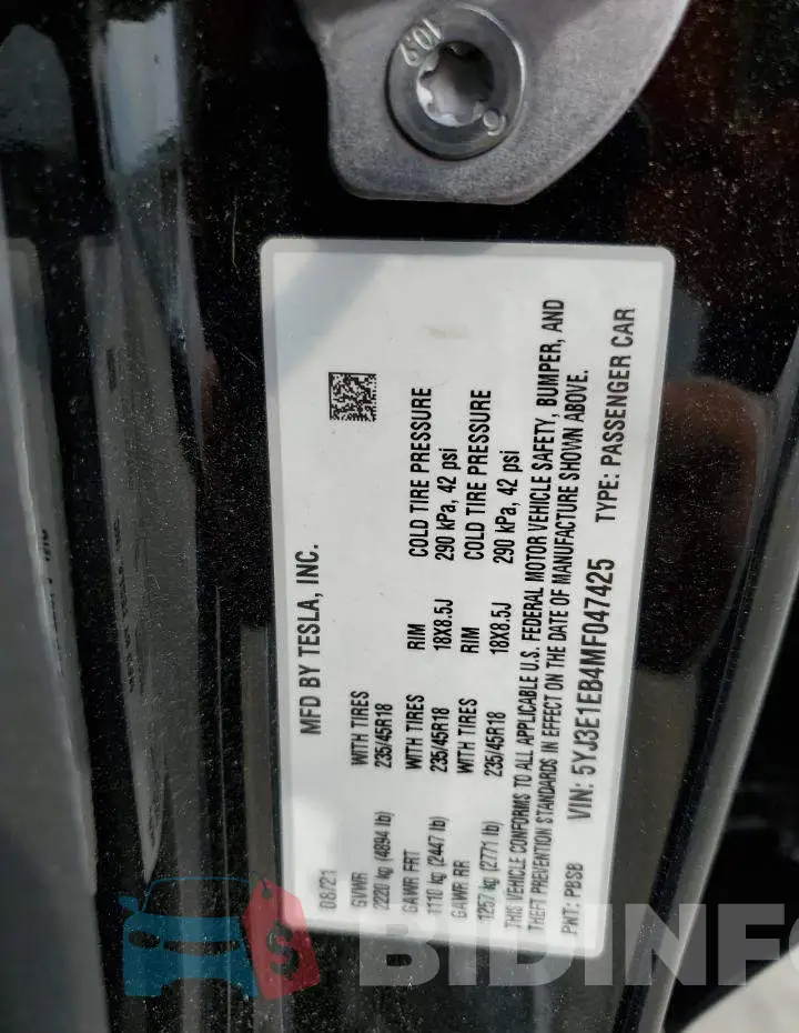 5YJ3E1EB4MF047425 Photo# 12