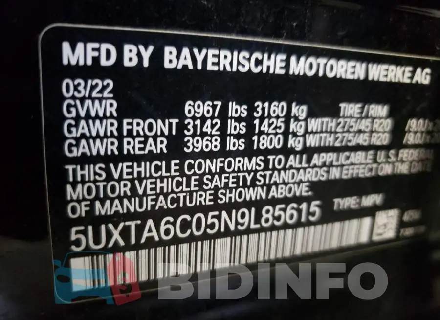 5UXTA6C05N9L85615 Photo# 13