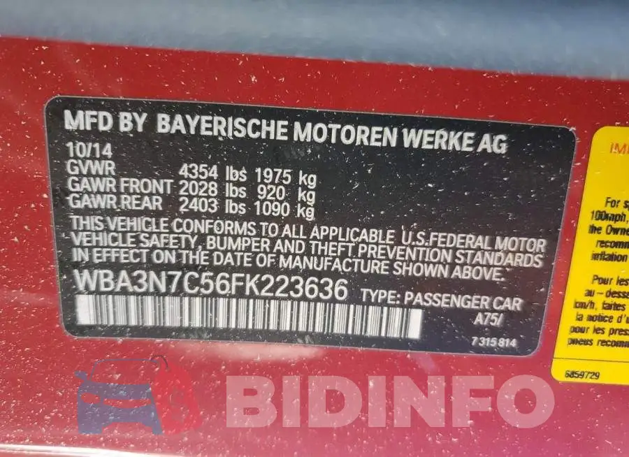 WBA3N7C56FK223636 Photo# 13