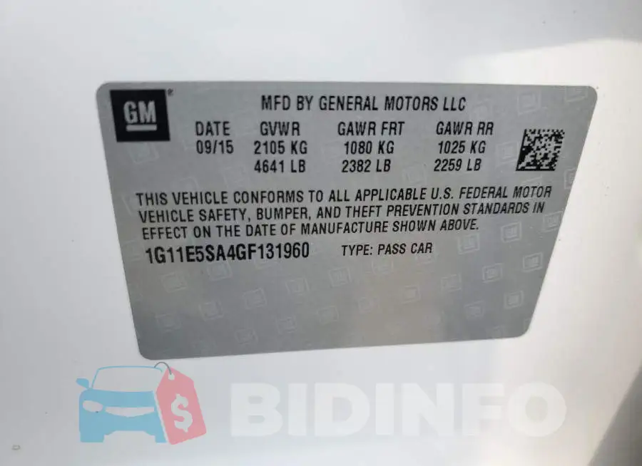 1G11E5SA4GF131960 Photo# 12