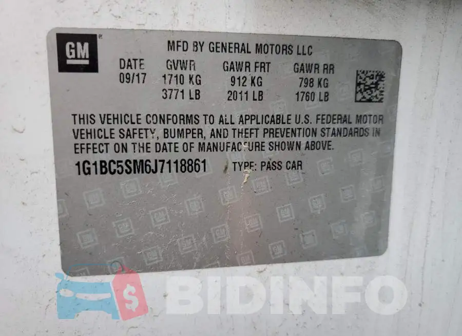 1G1BC5SM6J7118861 Photo# 12