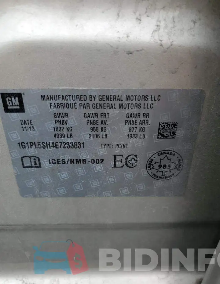1G1PL5SH4E7233831 Photo# 13