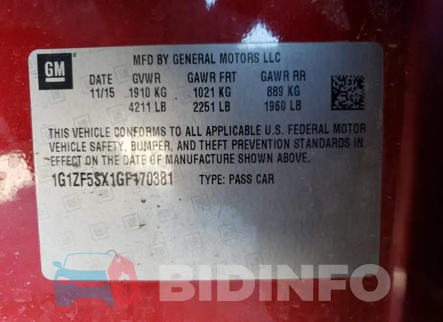 1G1ZF5SX1GF170381 Photo# 12