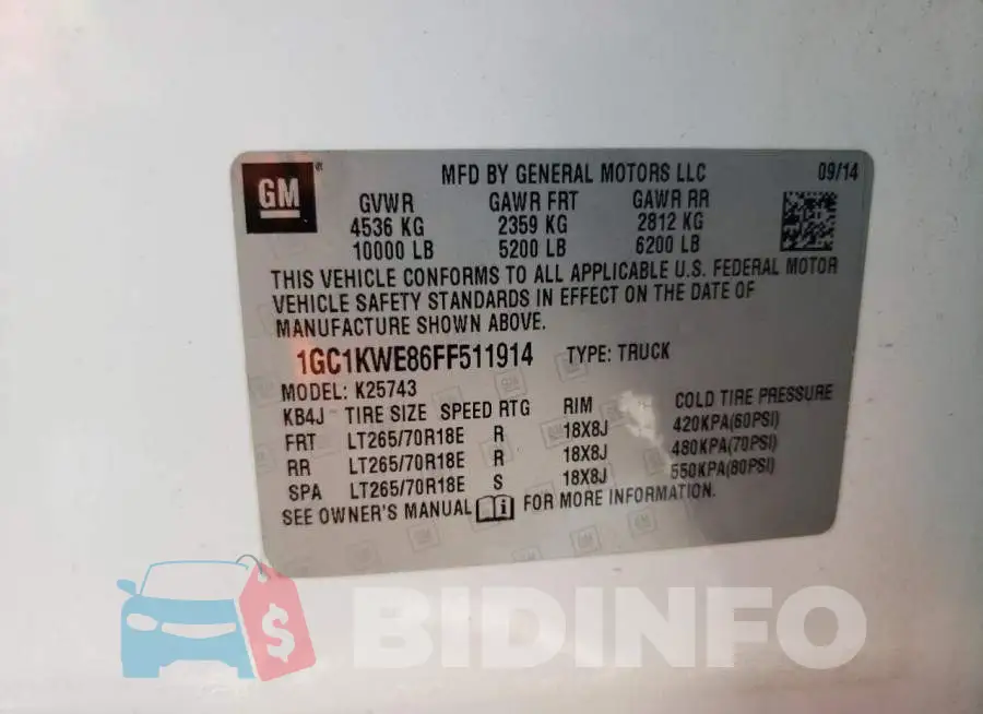 1GC1KWE86FF511914 Photo# 12