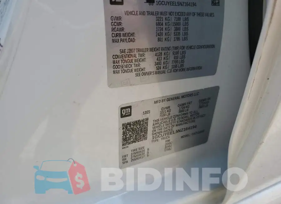 1GCUYEEL5NZ164194 Photo# 12