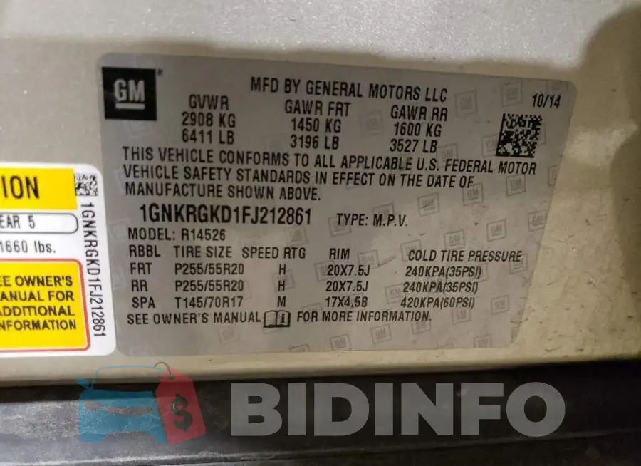 1GNKRGKD1FJ212861 Photo# 12