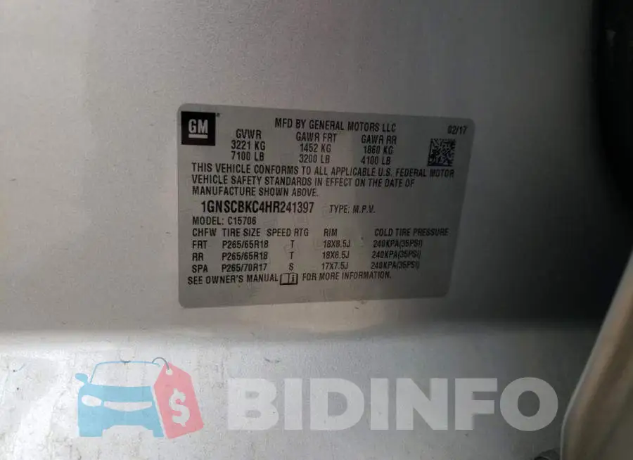 1GNSCBKC4HR241397 Photo# 13