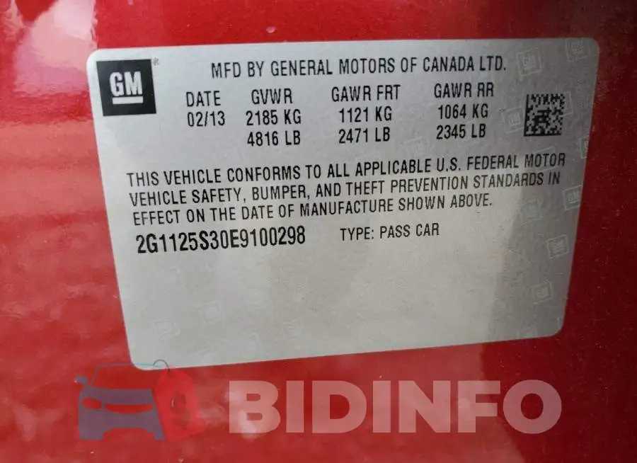 2G1125S30E9100298 Photo# 12