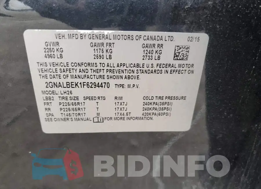 2GNALBEK1F6294470 Photo# 12