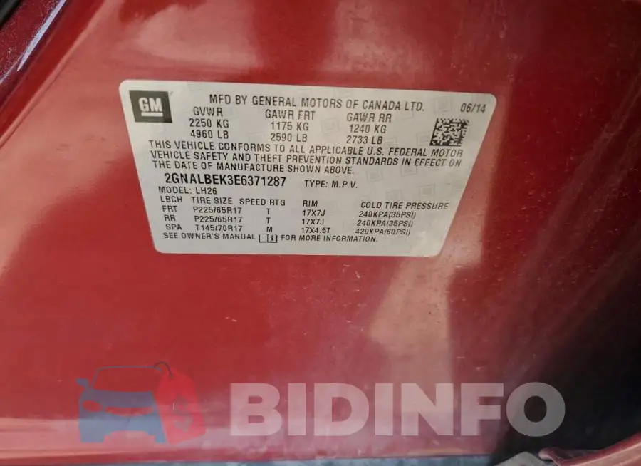 2GNALBEK3E6371287 Photo# 12