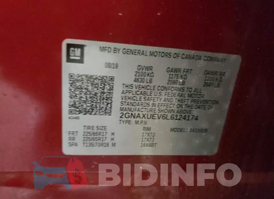 2GNAXUEV6L6124174 Photo# 13