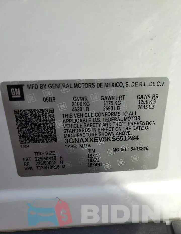 3GNAXXEV5KS651284 Photo# 12