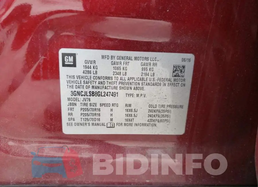 3GNCJLSB8GL247491 Photo# 13