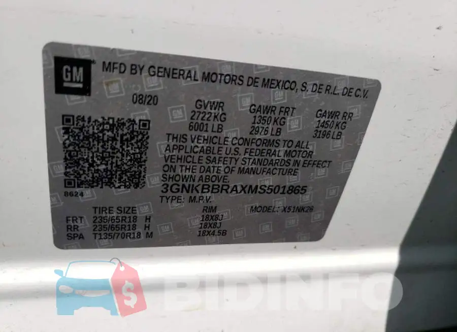 3GNKBBRAXMS501865 Photo# 13