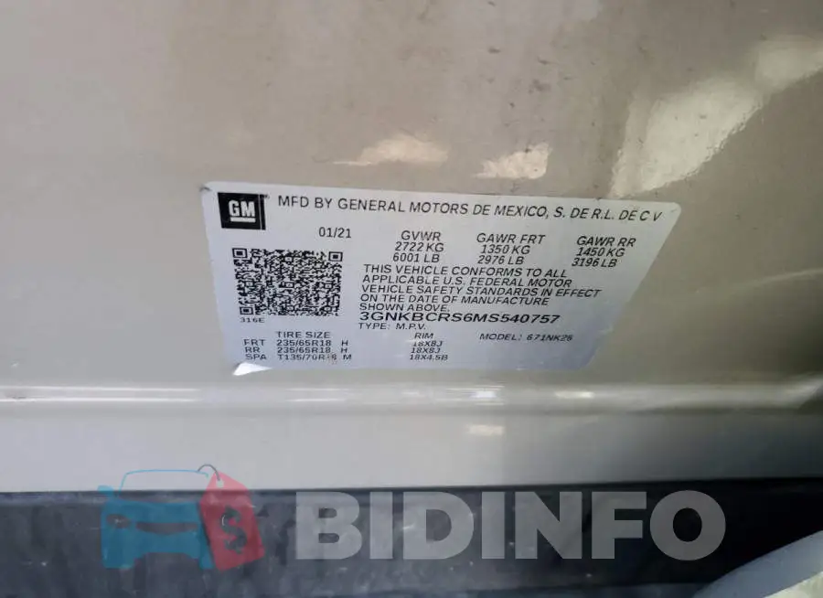 3GNKBCRS6MS540757 Photo# 13