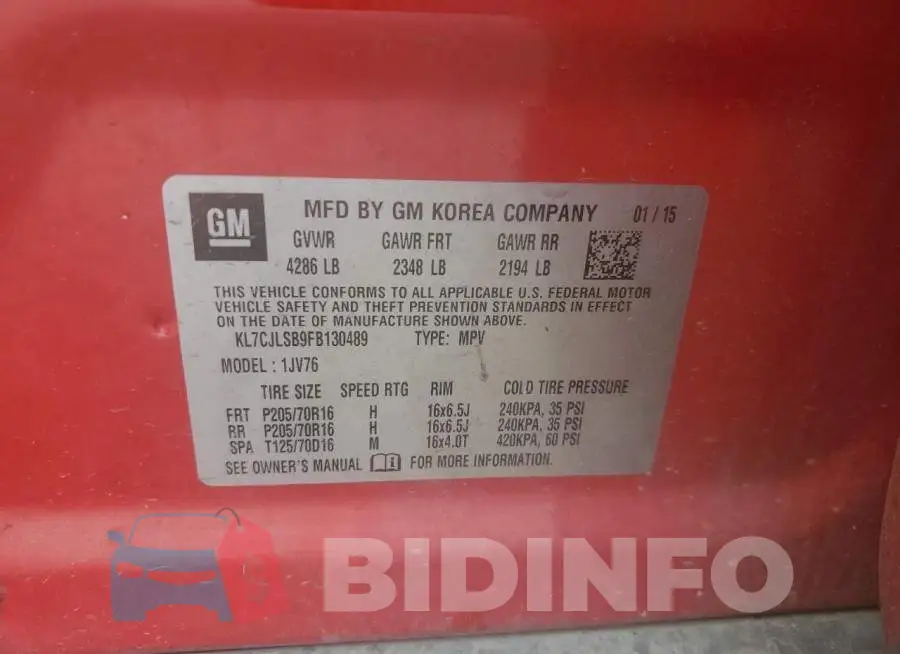 KL7CJLSB9FB130489 Photo# 14