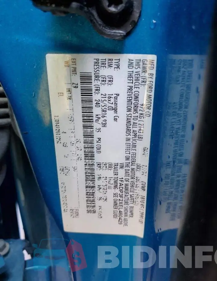 1FADP3F2XEL460429 Photo# 12