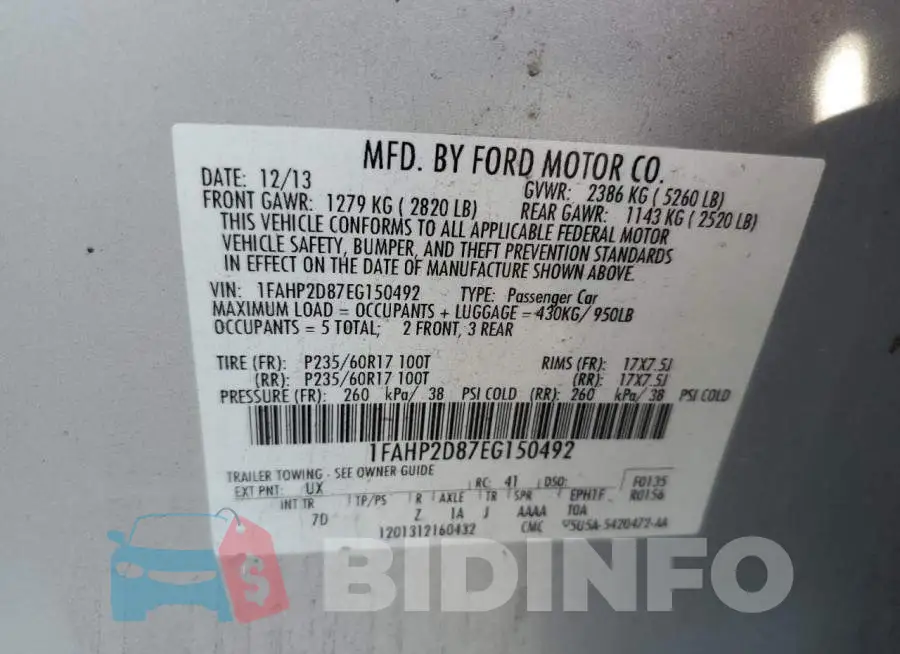 1FAHP2D87EG150492 Photo# 12